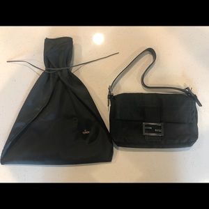 Fendi Black Zucca print Baguette